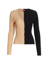 Staud Beige & Black Compact Rib Cargo Cardigan In Buff Black