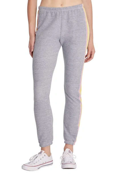 Wildfox Knox Striped Joggers In Heather Grey
