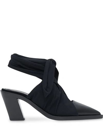 Burberry Pointed Scarf-detail Mules In Black
