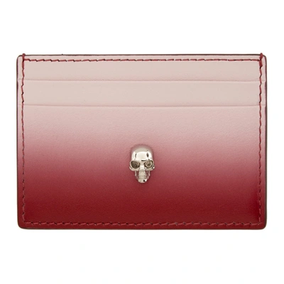 Alexander Mcqueen Pink & Red Skull Card Holder In 8495 Pnkblk