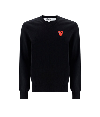Comme Des Garçons Play Eyes Heart Sweater In Black