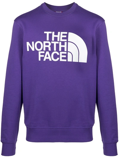 The North Face Logo-print Cotton Sweatshirt In Purple