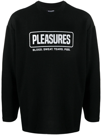 Pleasures Logo-print Ribbed Jumper In Black