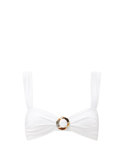 Fisch + Net Sustain Papillon Embellished Bikini Top In White