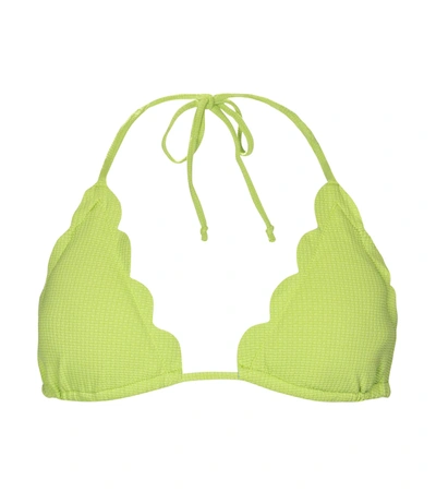 Marysia Broadway Reversible Scalloped Triangle Bikini Top In Green