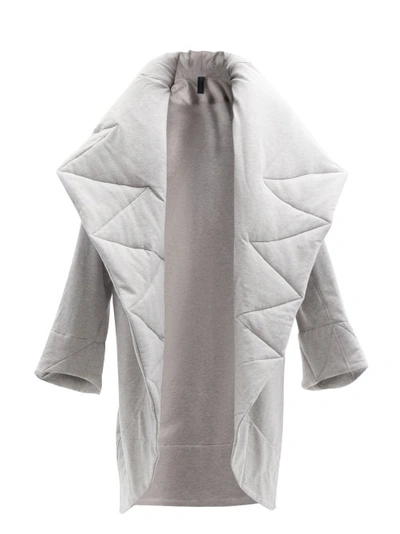 Norma Kamali Oversized Quilted Mélange Stretch Cotton-jersey Coat In Gray