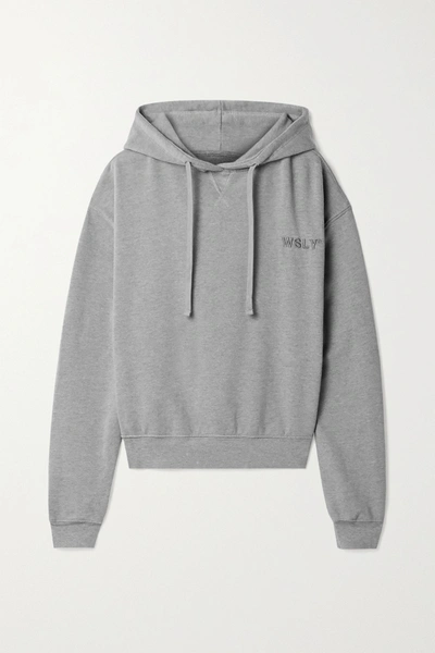 Wsly Embroidered Organic Cotton-blend Jersey Hoodie In Grey Heather