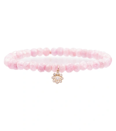 Sydney Evan Diamond Flower 14kt Bracelet With Diamonds In Pink