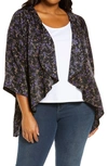 Bobeau Emily Floral Waterfall Jacket In Black Floral