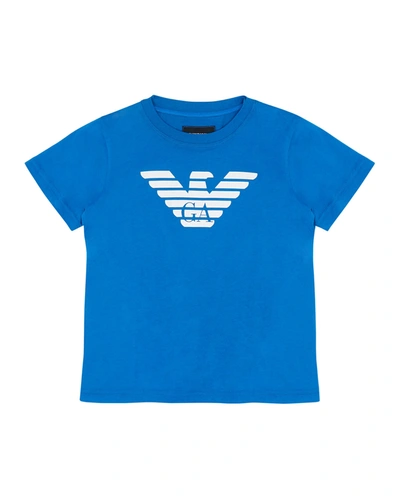 Emporio Armani Kids' Boy's Eagle Logo Short-sleeve Cotton T-shirt In Light Blue