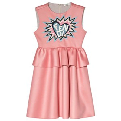 Fendi Kids'  Pale Pink Glitter Heart Neoprene Tiered Dress