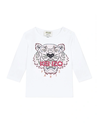 Kenzo Kids' Girl's Tiger Graphic Long-sleeve T-shirt In White