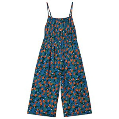 Bobo Choses Babies' Azure Blue All Over Oranges Woven Overall