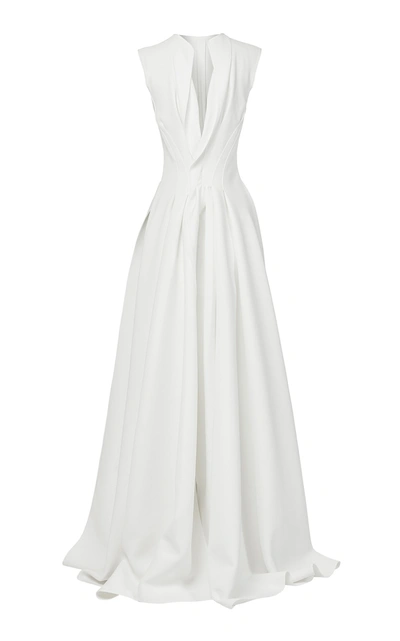 Maticevski Poignant' Pintuck Waist Sleeveless Gown In White