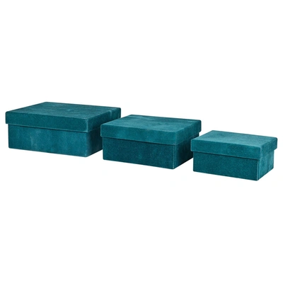 Christmas 3-pack Velvet Storage Box Blue