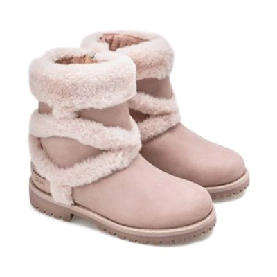 Mayoral Kids' Pink Faux Fur Detailed Zip Up Leather Boots