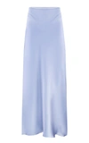 Anna October Champaca Satin Midi Skirt In Blue