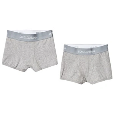 Dolce & Gabbana Kids'  Pack Of 2 Grey Branded Waistband Boxers