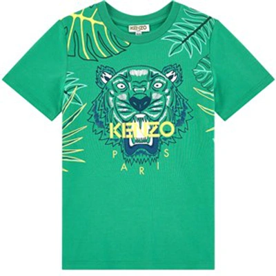Kenzo Kids' Green Jungle Tiger Embroidered T-shirt