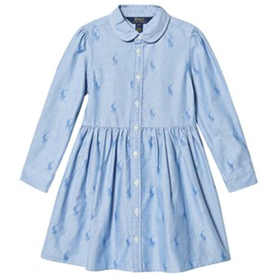 Ralph Lauren Babies'  Blue Logo Shirt Dress