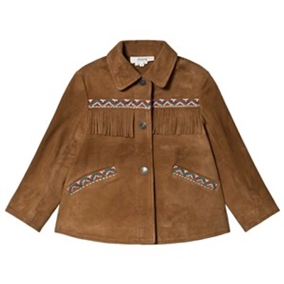 Bonpoint Babies'  Brown Suede Fringe And Embroidered Jacket