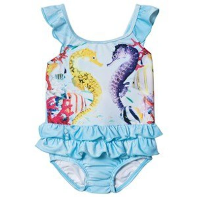 Molo Kids' Seahorses Nalani Swimsuit In Blue