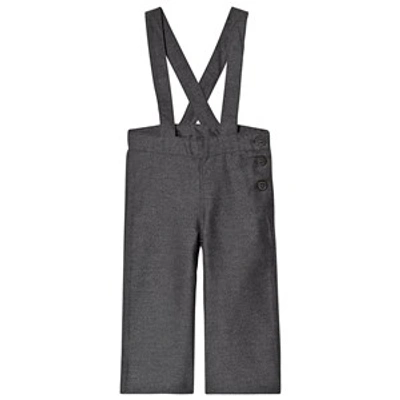 Tocoto Vintage Kids' Dark Grey Twill Flared Trousers With Braces