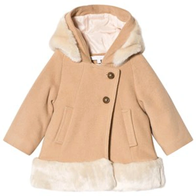 Chloé Babies'  Brown Faux Fur Trim Winter Jacket