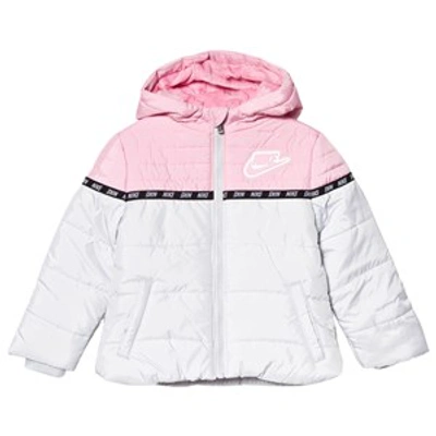 Nike Kids'  Pink Colourblock Puffer Jacket In Silver