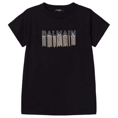 Balmain Kids' Black Fringe Chain Logo T-shirt