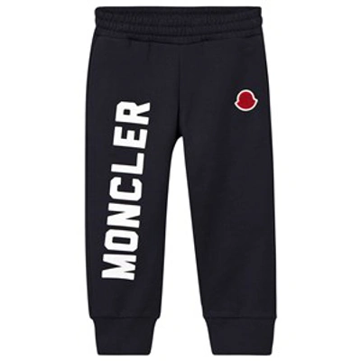 Moncler Kids'  Black Logo Sweatpants In Navy