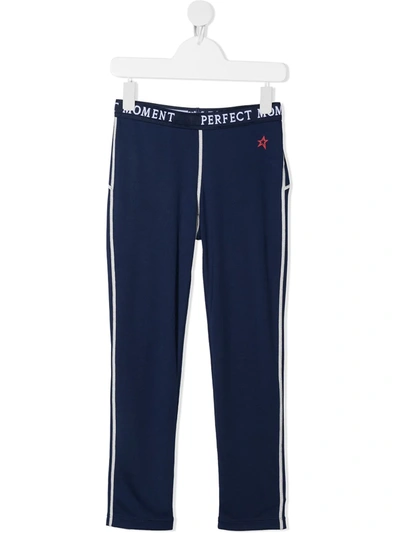 Perfect Moment Kids' Logo-print Thermal Track Pants In Navy
