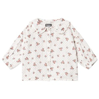 Tocoto Vintage Kids' Off White Flower Print Blouse In Cream