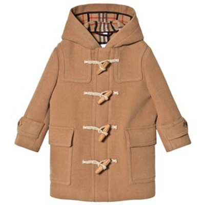 Burberry Kids'  Antique Yellow Double-faced Wool Duffle Coat In Beige