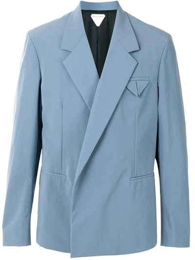 Bottega Veneta Open Front Notch Lapels Blazer In Blue