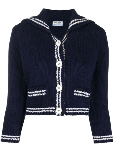 miumiu once upon a time セーラーカーディガン Miu Miu Once Upon A Time Cardigan In Blue | ModeSens