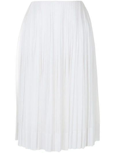 Pre-owned Celine  Pleated Skirt In White