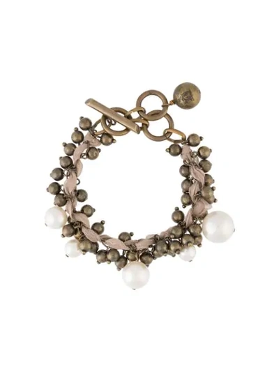 Pre-owned Lanvin Faux-pearl Beaded Bracelet In Pink