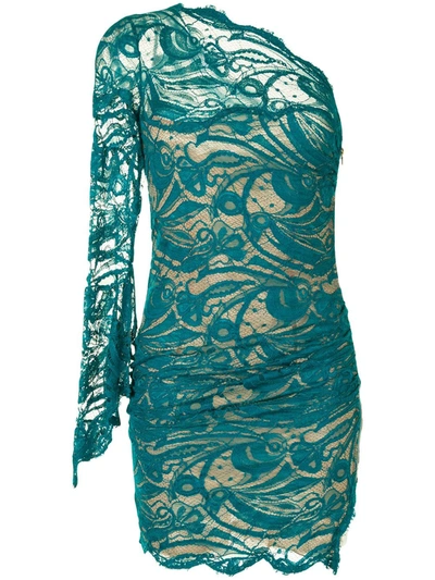 Pre-owned Emilio Pucci Floral-lace One-shoulder Dress In Green