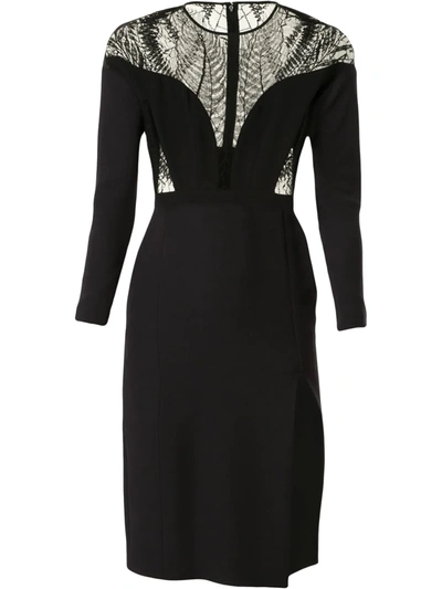 Pre-owned Gucci Lace Panelling Fitted Dress In Black