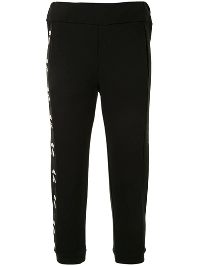 Pre-owned Fendi Karl Motif Cropped Track Pants In Black