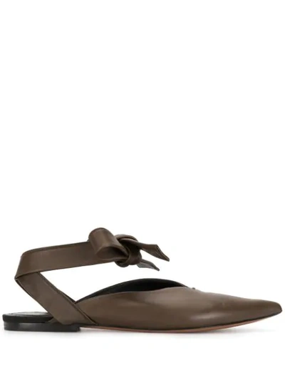 Pre-owned Celine  Bow Detail Flats In Brown