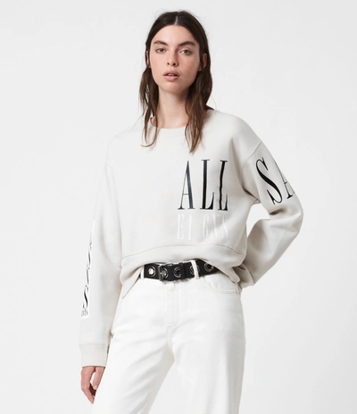 Allsaints Separo Eva Logo Cotton Blend Sweatshirt In Ivory White