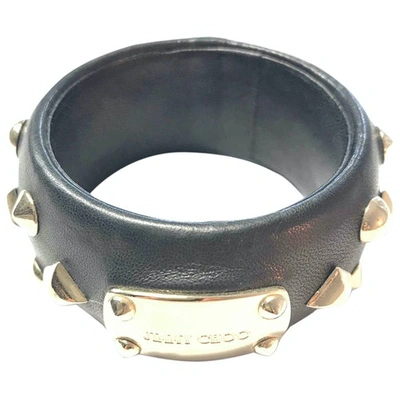 Pre-owned Jimmy Choo Leather Bracelet In Black