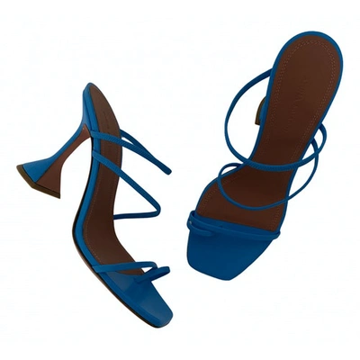 Pre-owned Amina Muaddi Blue Leather Sandals