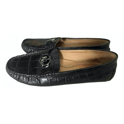 Pre-owned Polo Ralph Lauren Black Leather Flats