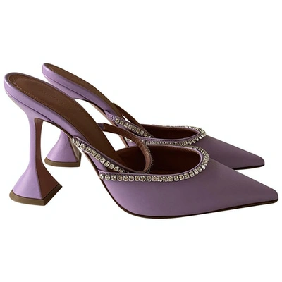 Pre-owned Amina Muaddi Purple Leather Heels
