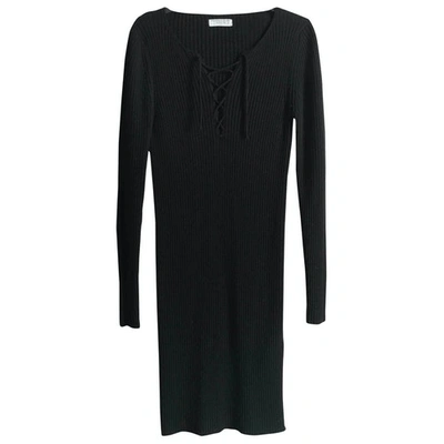 Pre-owned Majestic Wool Mid-length Dress In Black