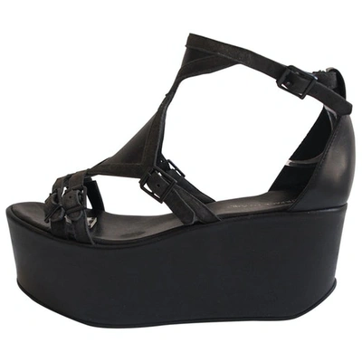 Pre-owned Surface To Air Leather Sandal In Black