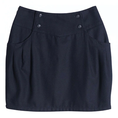 Pre-owned Sessun Wool Mini Skirt In Navy